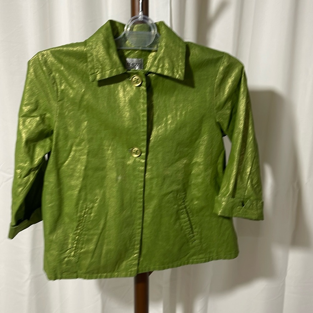 CHICOS LINEN COTTON SPARKLY JACKET SIZE 0